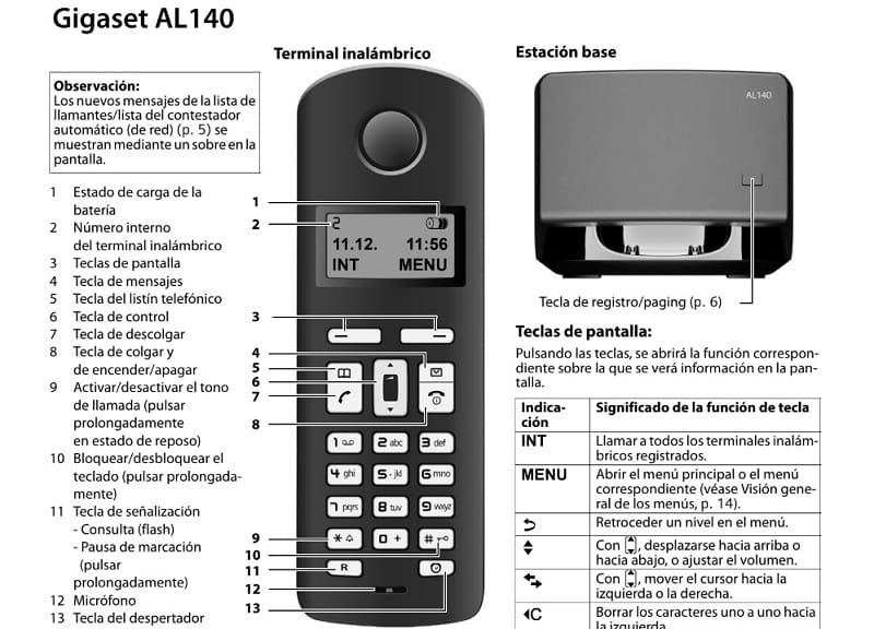 Guía de instrucciones Gigaset AL140 en PDF