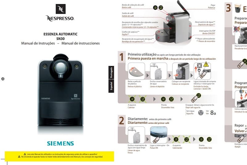 Manual de Usuario Siemens Nespresso TK30N01ES en PDF.